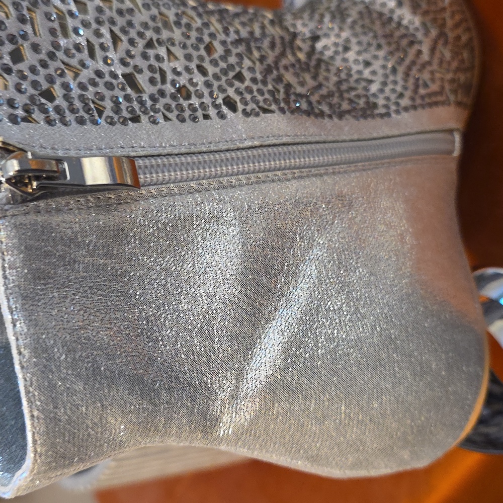 NWY LADY COUTOURE  Silver Ankle Boots with Geometric Heel - Picture 7 of 9